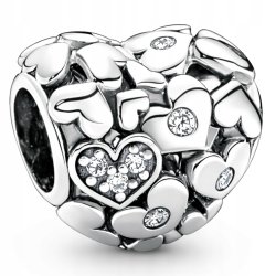 Charms srebrny zawieszka serce serduszka cyrkonie koralik beads srebro 925