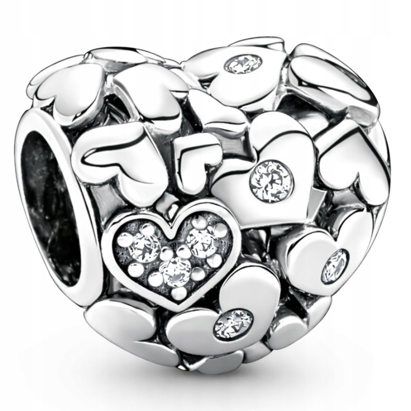 Charms srebrny zawieszka serce serduszka cyrkonie koralik beads srebro 925