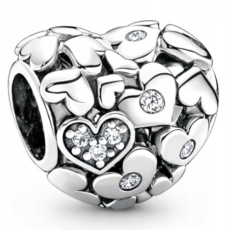 Charms srebrny zawieszka serce serduszka cyrkonie koralik beads srebro 925