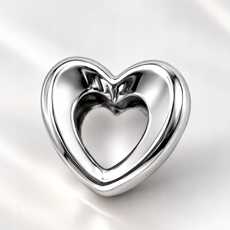 Charms srebrny zawieszka serduszko serce koralik beads srebro próba 925