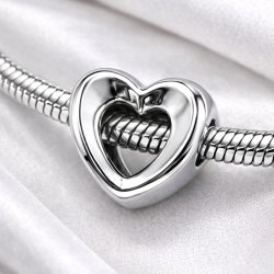 Charms srebrny zawieszka serduszko serce koralik beads srebro próba 925