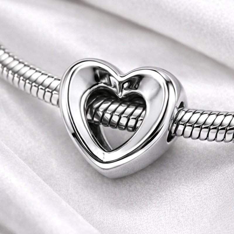 Charms srebrny zawieszka serduszko serce koralik beads srebro próba 925