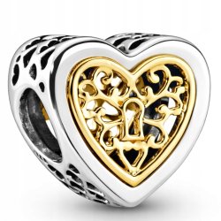 Charms srebrny zawieszka serce kłódka koralik beads srebro próba 925