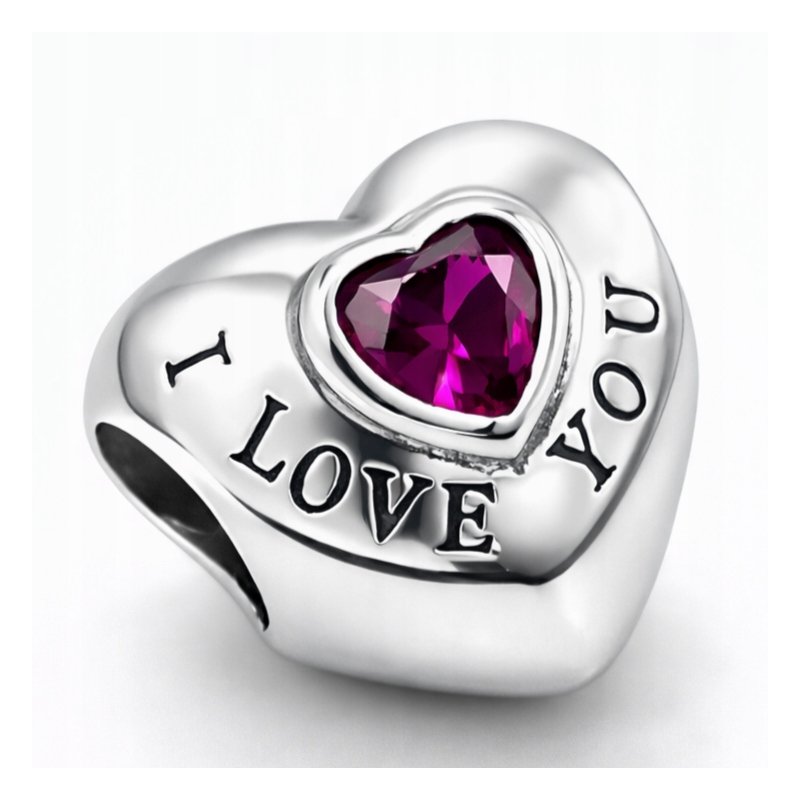 Charms srebrny zawieszka serce miłość I love you beads srebro próba 925