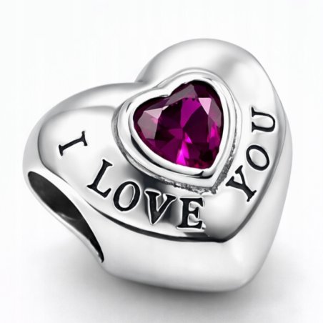 Charms srebrny zawieszka serce miłość I love you beads srebro próba 925