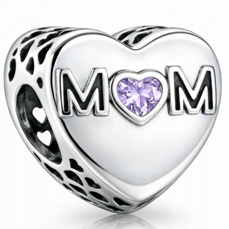 Charms srebrny zawieszka serce miłość mama mom beads srebro próba 925