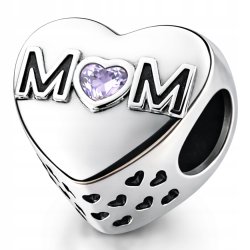 Charms srebrny zawieszka serce miłość mama mom beads srebro próba 925