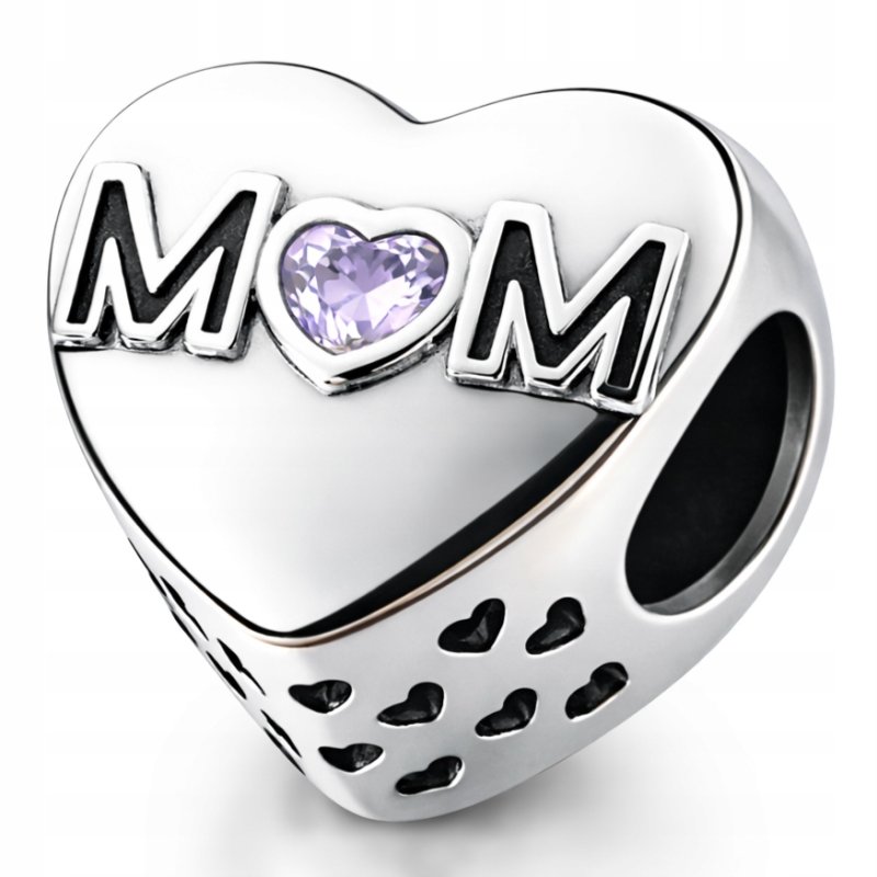 Charms srebrny zawieszka serce miłość mama mom beads srebro próba 925