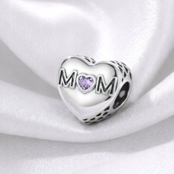 Charms srebrny zawieszka serce miłość mama mom beads srebro próba 925