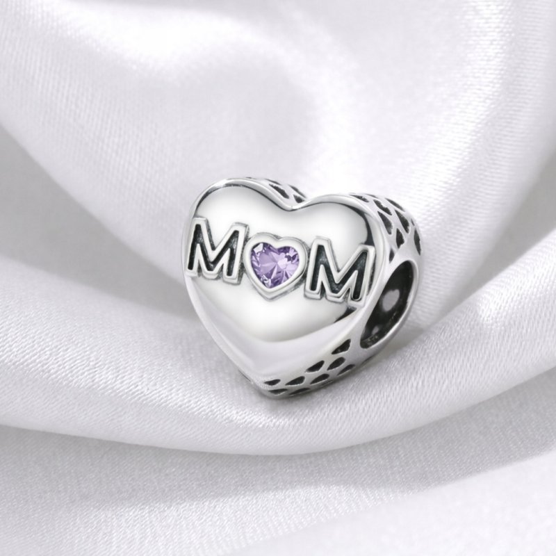 Charms srebrny zawieszka serce miłość mama mom beads srebro próba 925