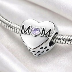 Charms srebrny zawieszka serce miłość mama mom beads srebro próba 925