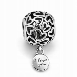 Charms zawieszka serce charms srebrny beads srebro próba 925