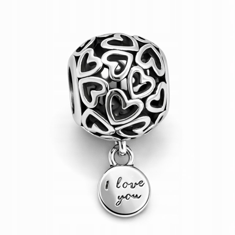 Charms zawieszka serce charms srebrny beads srebro próba 925