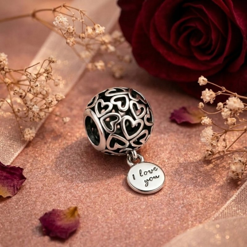 Charms zawieszka serce charms srebrny beads srebro próba 925