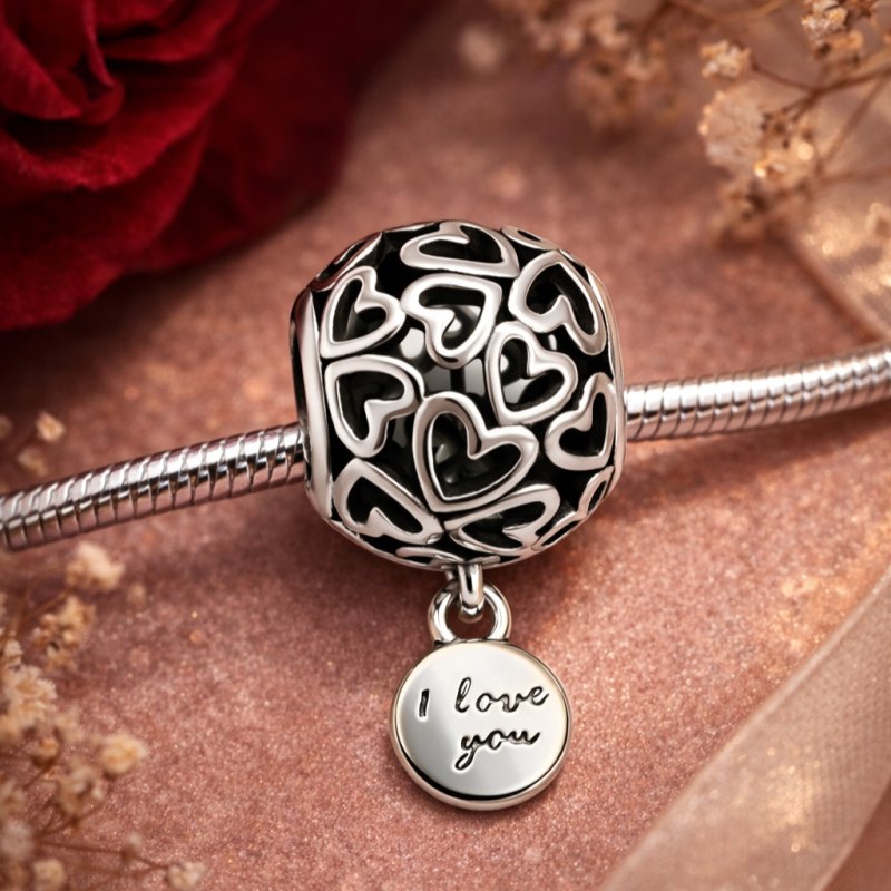 Charms zawieszka serce charms srebrny beads srebro próba 925