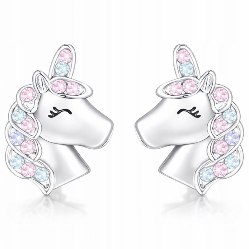 Srebrne kolczyki jednorożce dla dziewczynki srebro próba 925