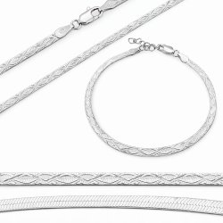 Elegancka bransoletka srebrna damska płaska taśma ze wzorem srebro 925