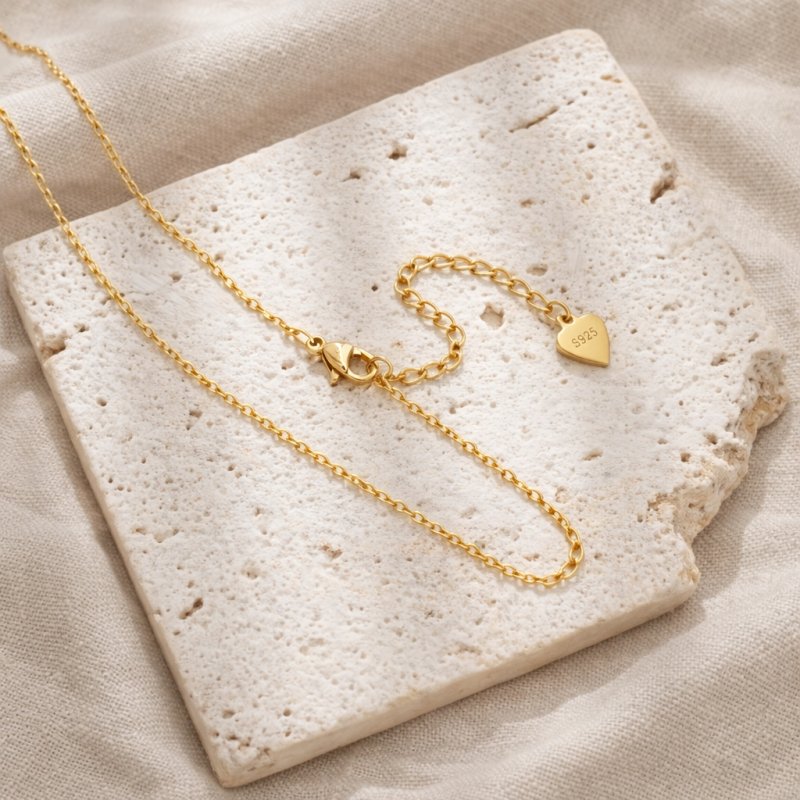 Naszyjnik pozłacany łańcuszek damski splot ankier 50 cm srebro próba 925