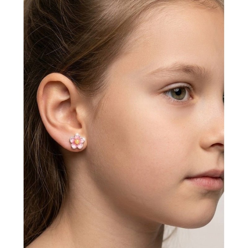 Srebrne kolczyki kwiatki stokrotki srebro 925 dla dziewczynki sztyfty