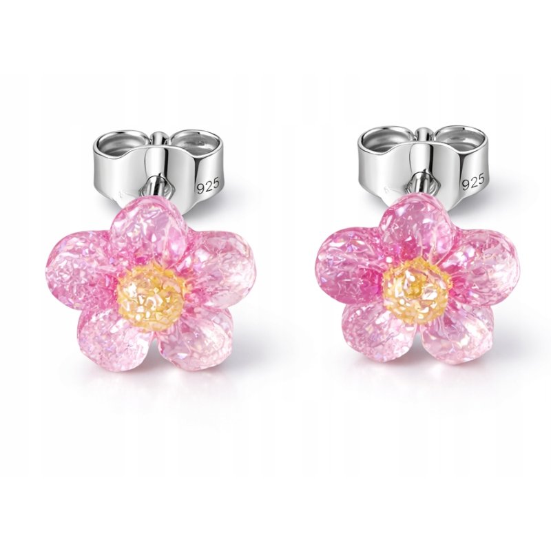 Srebrne kolczyki kwiatki stokrotki srebro 925 dla dziewczynki sztyfty