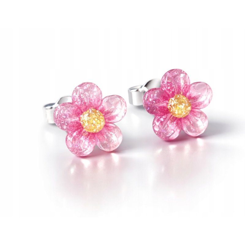 Srebrne kolczyki kwiatki stokrotki srebro 925 dla dziewczynki sztyfty