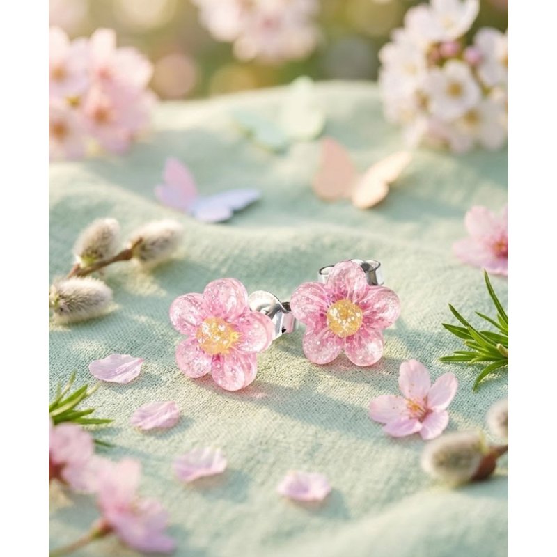 Srebrne kolczyki kwiatki stokrotki srebro 925 dla dziewczynki sztyfty
