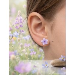 Srebrne kolczyki kwiatki lawendowe srebro 925 dla dziewczynki sztyfty