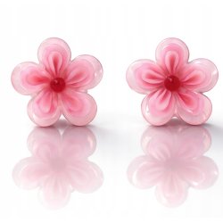 Srebrne kolczyki kwiatki różowe srebro 925 dla dziewczynki sztyfty