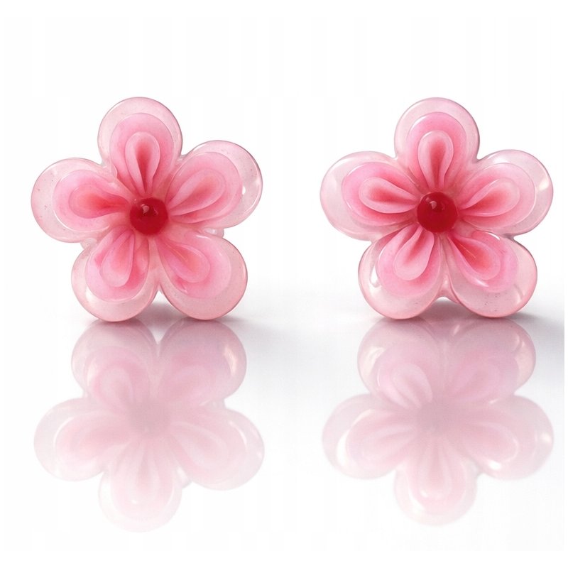 Srebrne kolczyki kwiatki różowe srebro 925 dla dziewczynki sztyfty