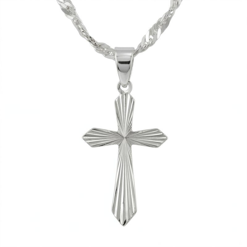 Naszyjnik srebrny krzyż komunia chrzest srebro 925