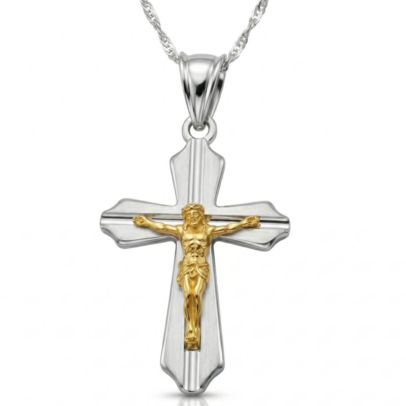 Srebrny łańcuszek z krzyżykiem dla chłopca naszyjnik komunia srebro