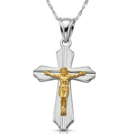 Srebrny łańcuszek z krzyżykiem dla chłopca naszyjnik komunia srebro