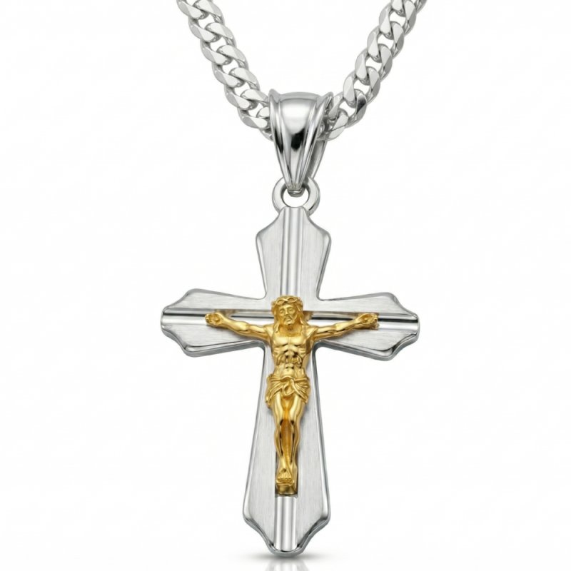 Srebrna pancerka łańcuszek krzyżyk dla chłopca komunia srebro 925 50 cm