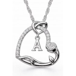 Srebrny Naszyjnik 925 Serce z Literką 585 Kwiat Życia Róża Litera A