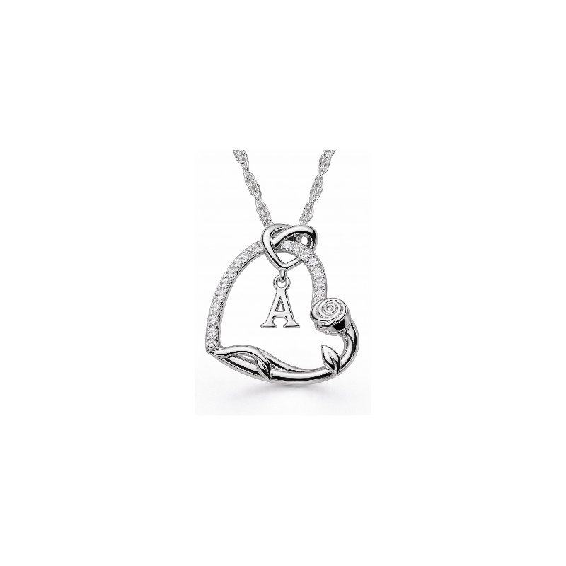 Srebrny Naszyjnik 925 Serce z Literką 585 Kwiat Życia Róża Litera A