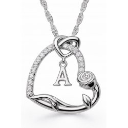 Srebrny Naszyjnik 925 Serce z Literką 585 Kwiat Życia Róża Litera A