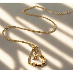 Naszyjnik 925 Serce z Literką M Pozłacany 585 Kwiat Życia Róża Litera M