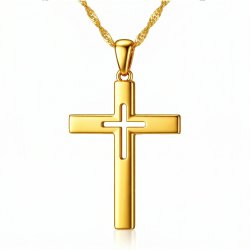 Srebrny łańcuszek naszyjnik krzyżyk krzyż komunia pozłacany srebro 925