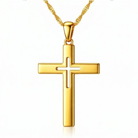 Srebrny łańcuszek naszyjnik krzyżyk krzyż komunia pozłacany srebro 925