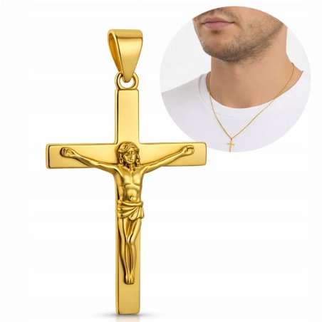 Srebrny wisiorek Jezus krzyż krzyżyk srebro pozłacane próba 925