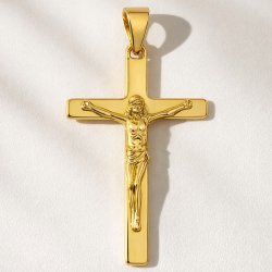 Srebrny wisiorek Jezus krzyż krzyżyk srebro pozłacane próba 925