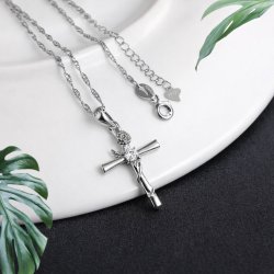 Naszyjnik srebrny krzyżyk krzyż łańcuszek damski komunia srebro próba 925