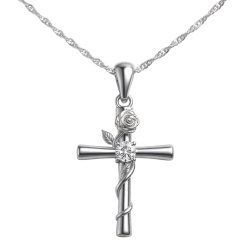 Naszyjnik srebrny krzyżyk krzyż łańcuszek damski komunia srebro próba 925