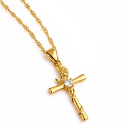 Srebrny łańcuszek naszyjnik komunia chrzest krzyżyk srebro pozłacane