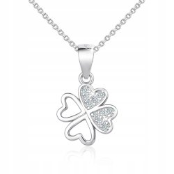 Naszyjnik srebrny 925 rodowany serca koniczyna łańcuszek damski z zawieszką
