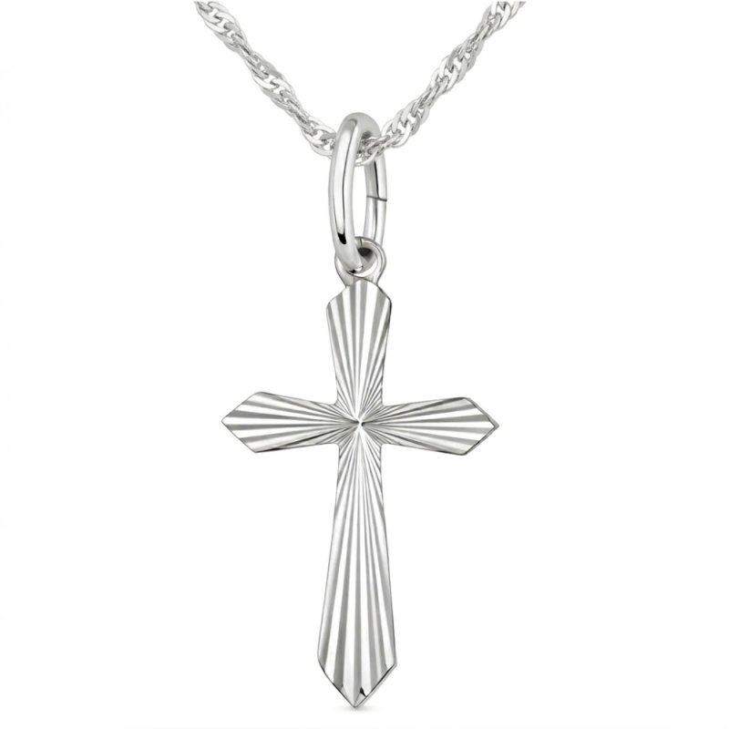 Naszyjnik srebrny łańcuszek krzyż krzyżyk komunia chrzest srebro próba 925