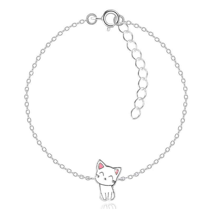 Bransoletka srebrna kotek dla dziewczynki srebro 925