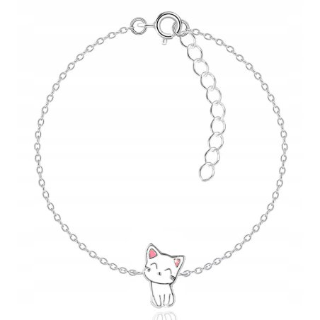 Bransoletka srebrna kotek dla dziewczynki srebro 925