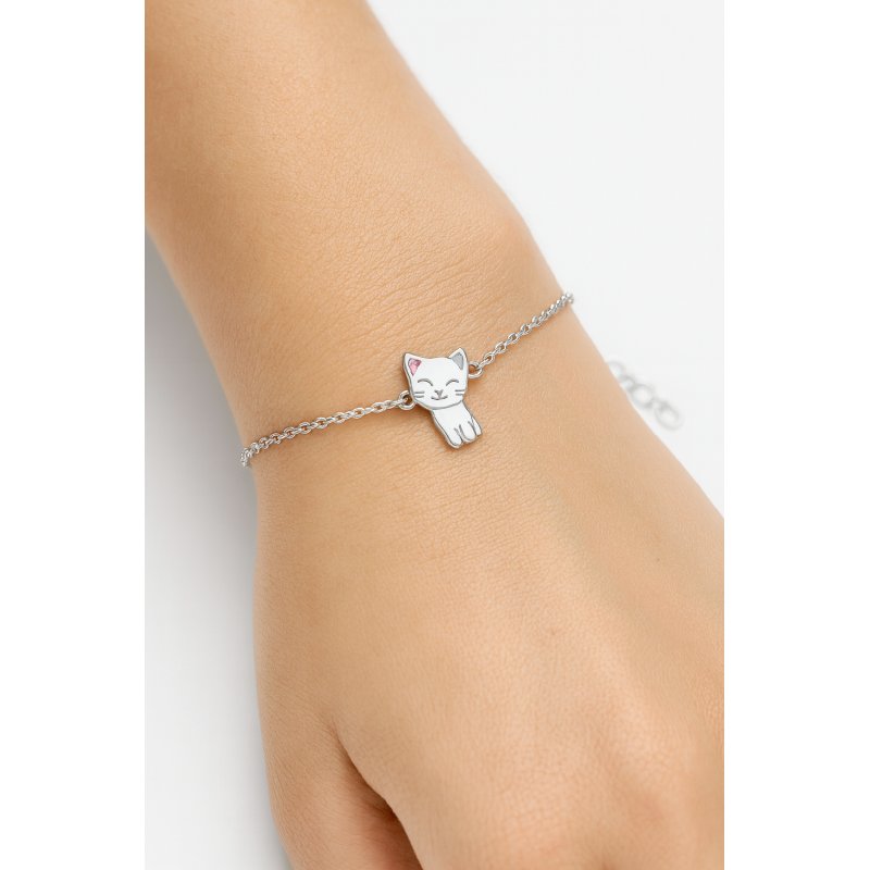 Bransoletka srebrna kotek dla dziewczynki srebro 925