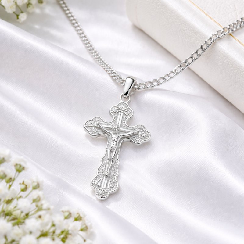 Naszyjnik srebrny krzyż komunia chrzest srebro 925 prezent